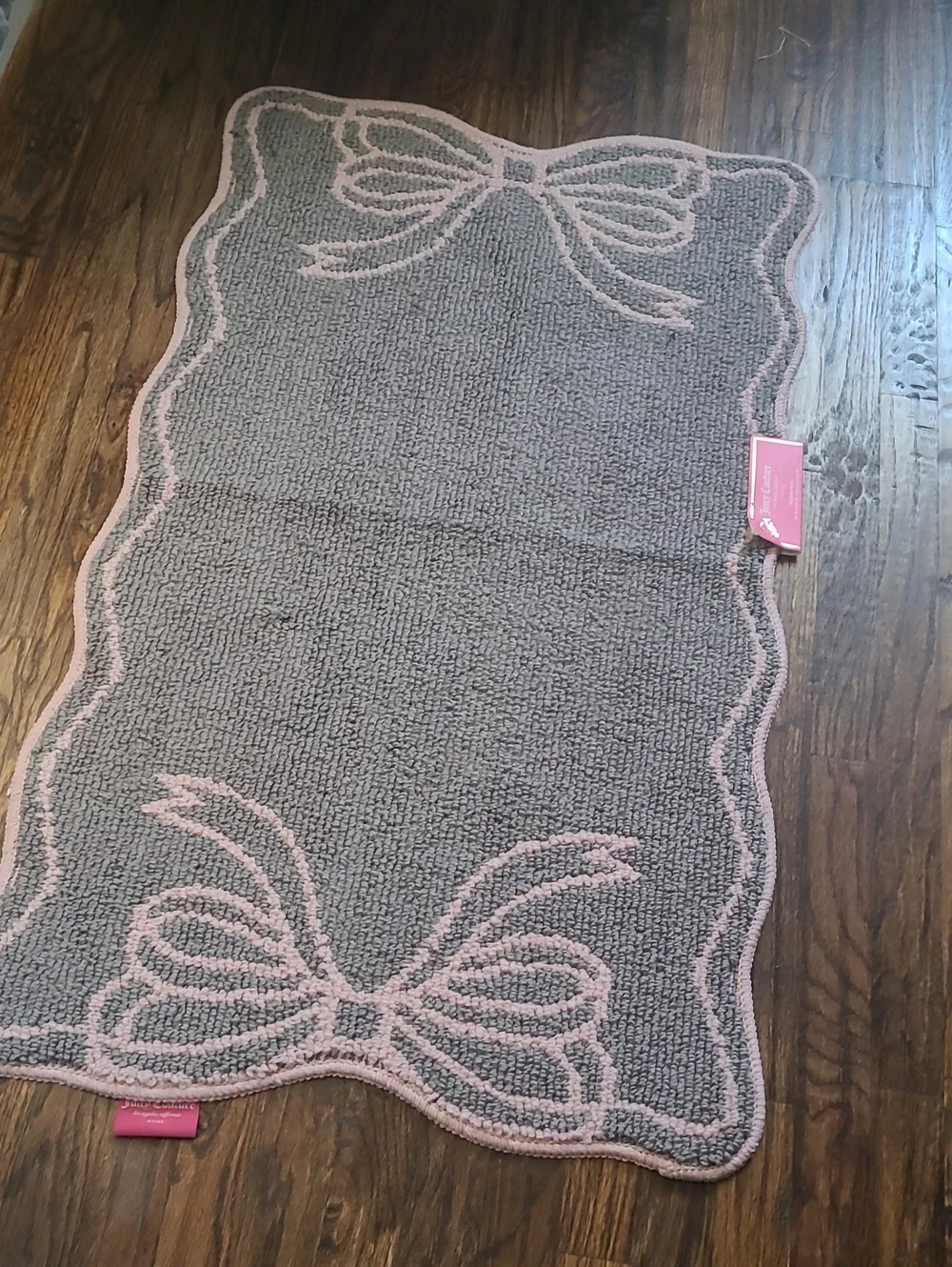 JUICY COUTURE Gray and Pink Bow Accent Rug - Home Accents - 43x24